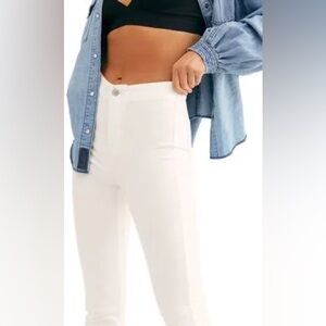 NWT $68 Free People Miles Away High Waist Crop Skinny Jeans White Size 30